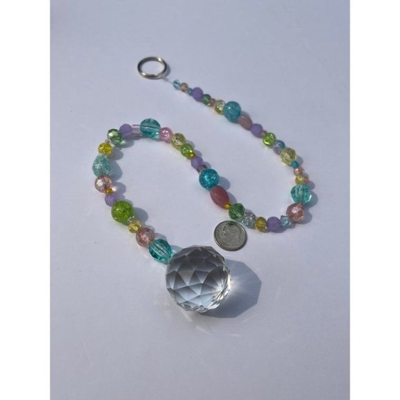 Beaded Suncatcher Pastel Multicolor Crystal Prism Hanging Patio Decor Yard Art - Picture 5 of 9